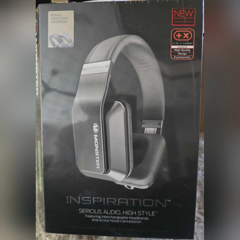 Monster Inspiration Active Noise-Canceling Over-Ear Headphones  Black. BRAND NEW
